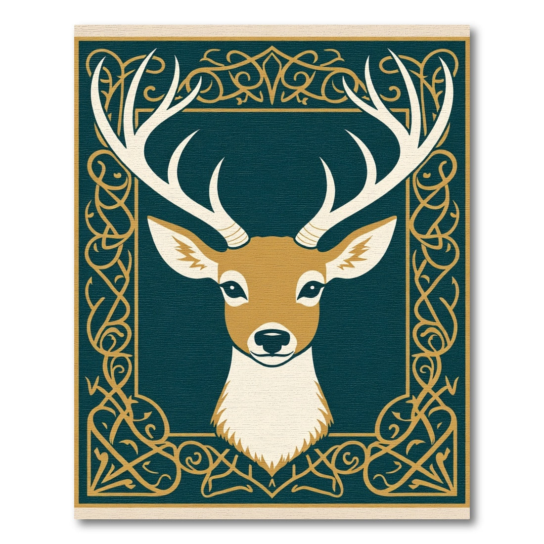 Golden Stag Celtic Knot Art Rug