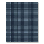 Navy Blue Subtle Plaid Grid Rug