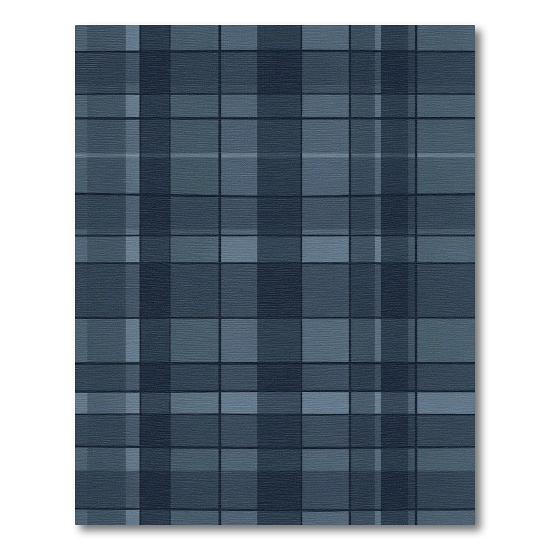 Navy Blue Subtle Plaid Grid Rug