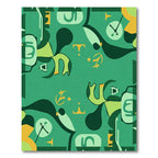 Abstract Green Gold Organic Shapes Rug