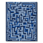 Geometric Labyrinth Blue Maze Rug