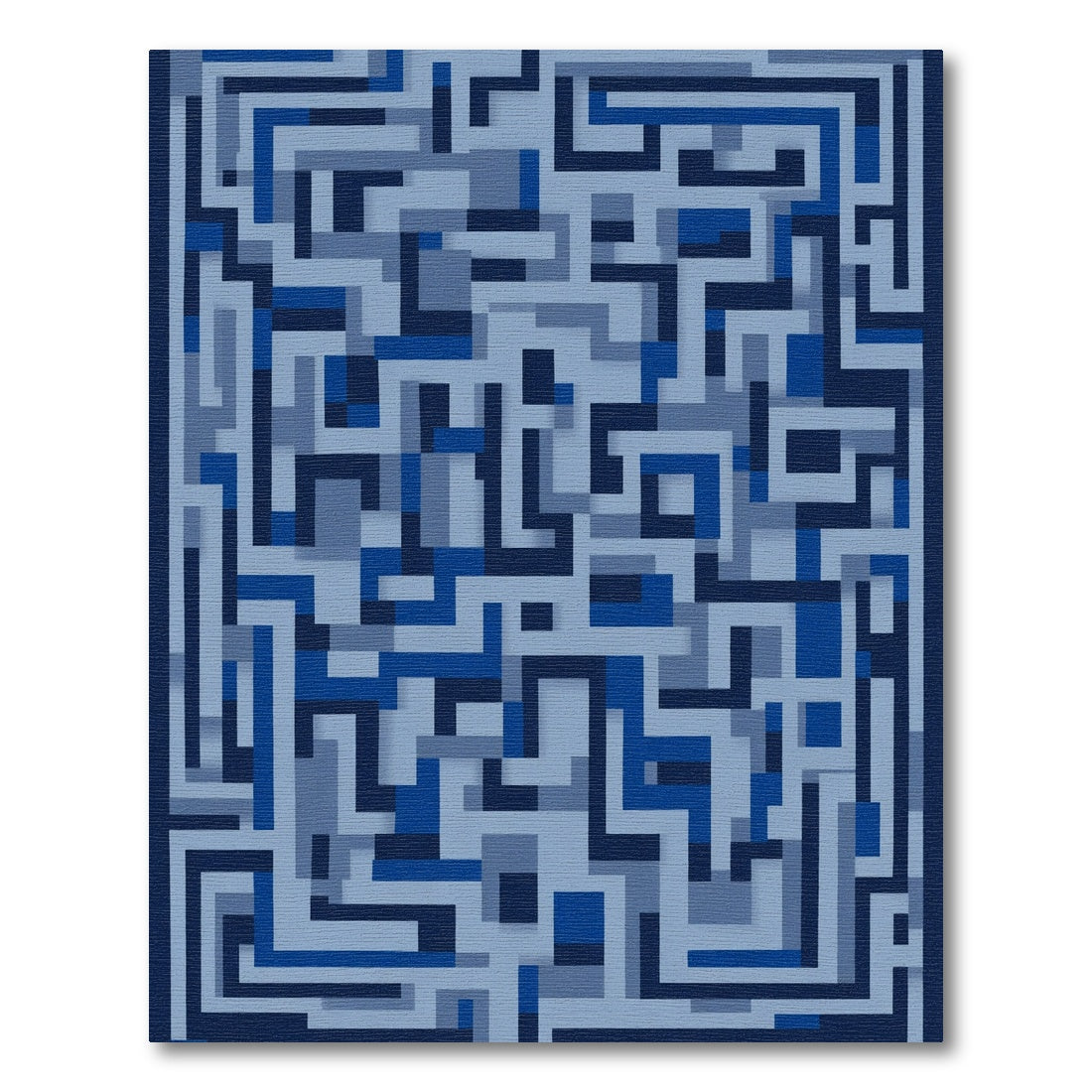 Geometric Labyrinth Blue Maze Rug