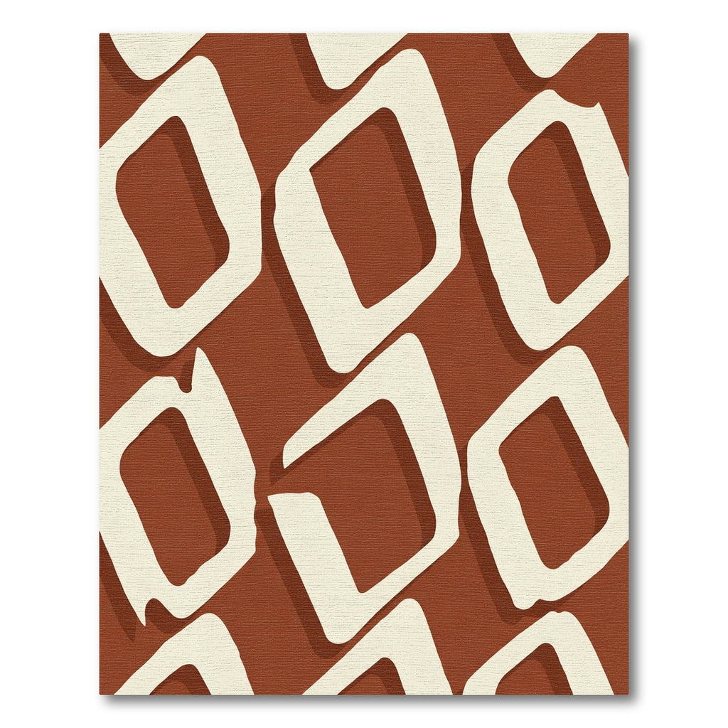 Terracotta Cream Abstract Diamond Repeat Rug