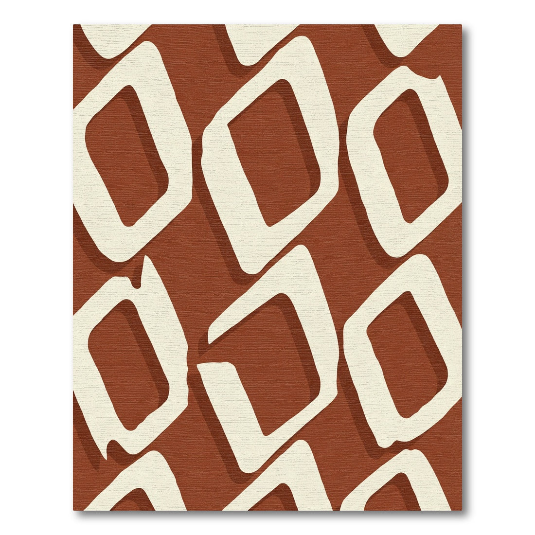Terracotta Cream Abstract Diamond Repeat Rug