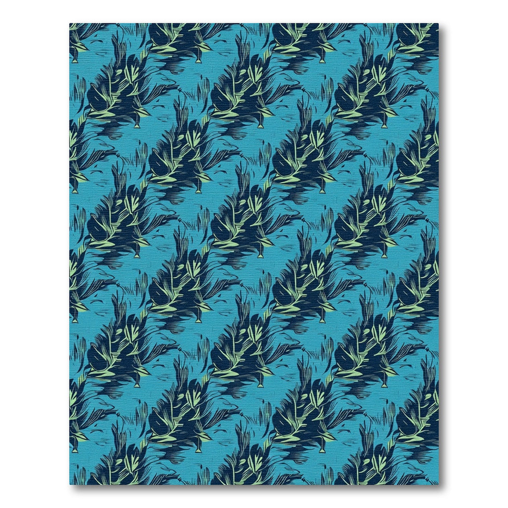 Deep Teal Lush Leaf Repeating Rug