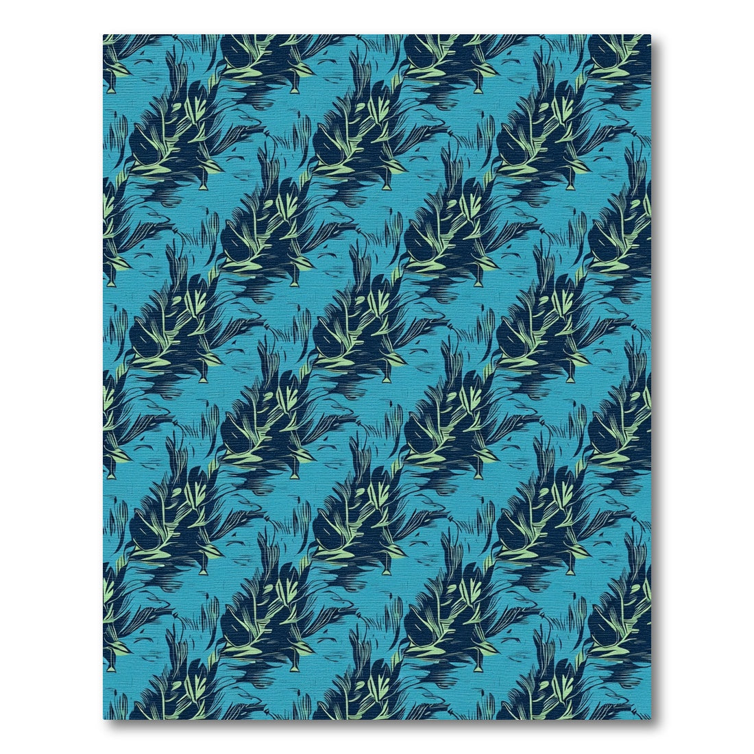 Deep Teal Lush Leaf Repeating Rug