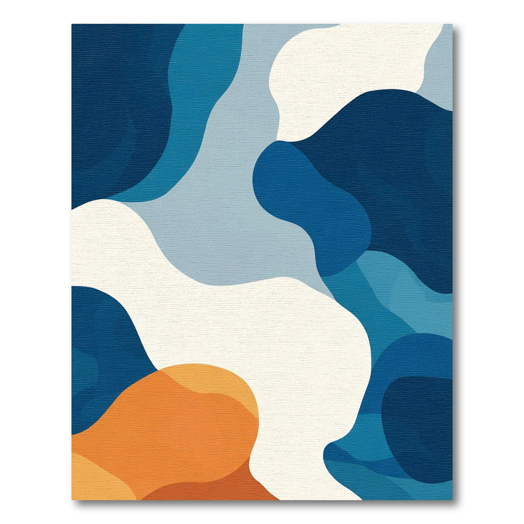 Modern Blue Abstract Organic Waves Rug
