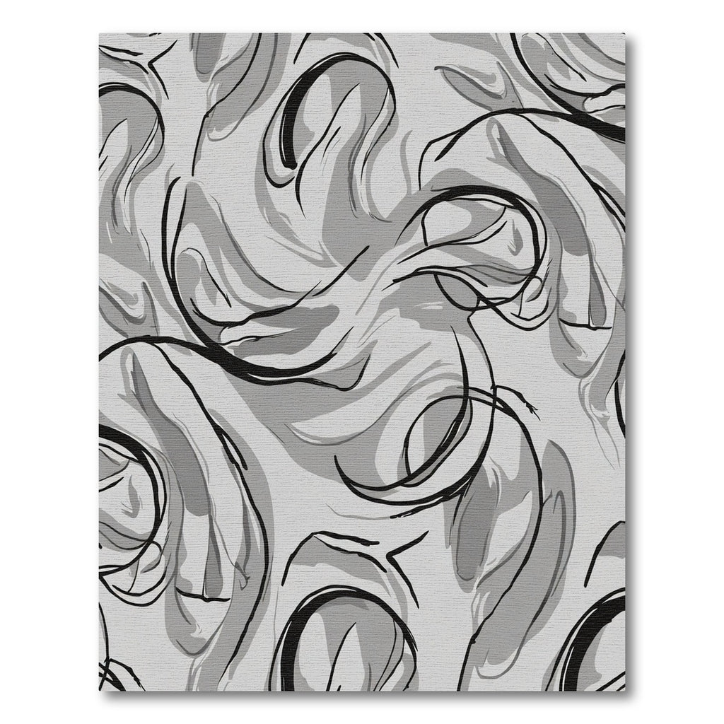 Monochromatic Abstract Swirl Brushstrokes Rug