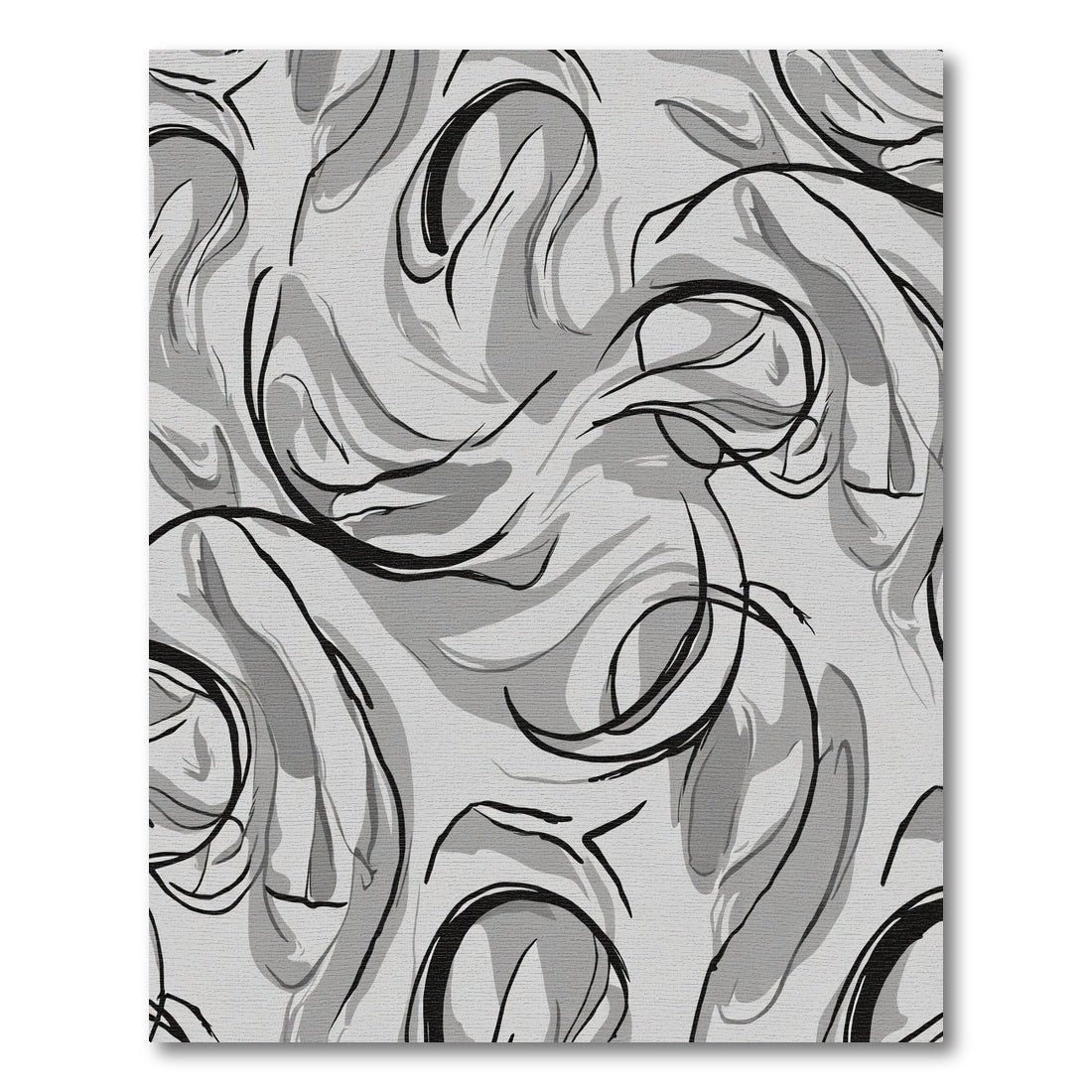 Monochromatic Abstract Swirl Brushstrokes Rug