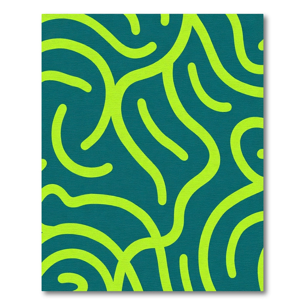 Teal Lime Swirl Abstract Rug