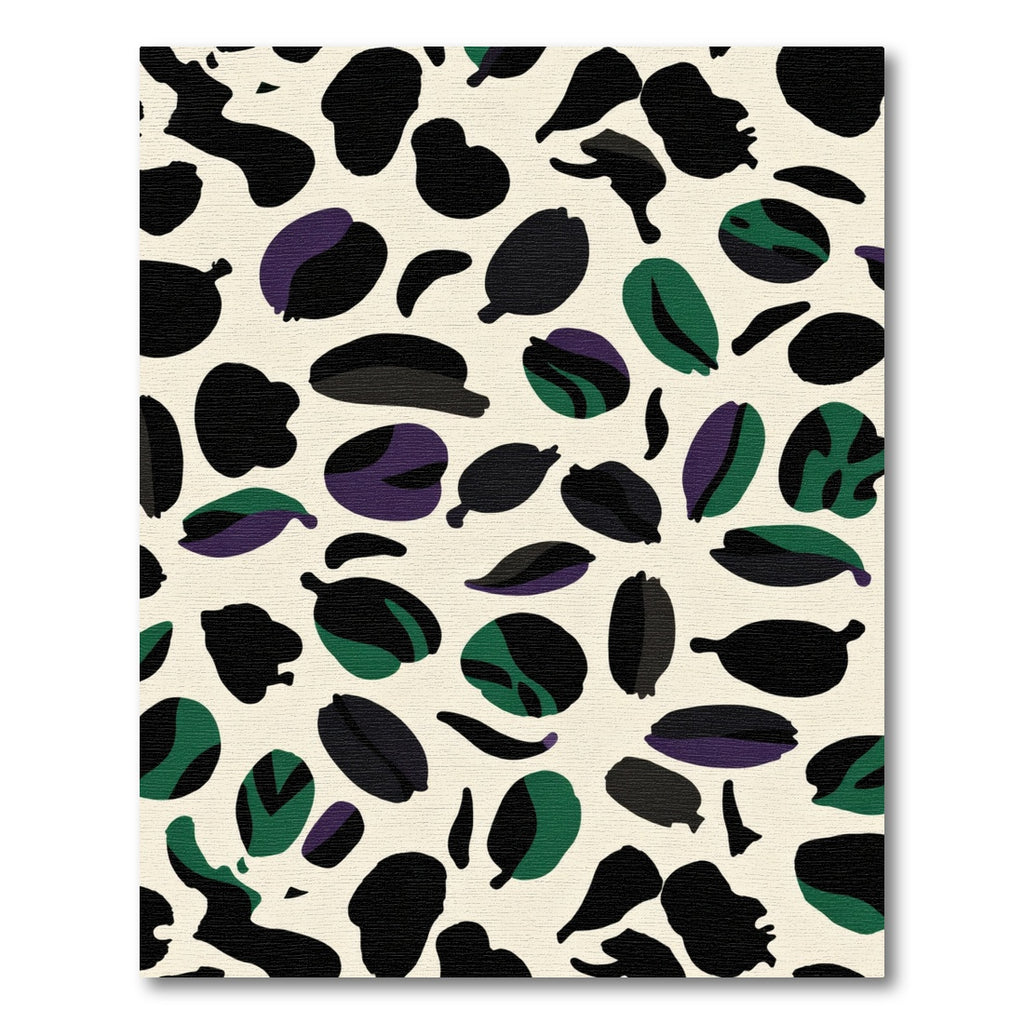 Organic Black Green Purple Shapes Rug