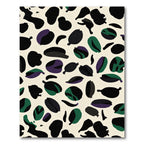 Organic Black Green Purple Shapes Rug