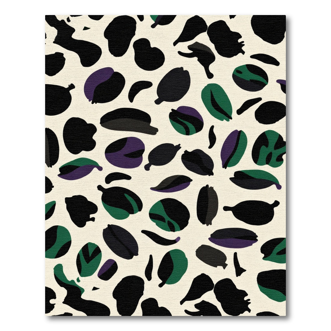 Organic Black Green Purple Shapes Rug
