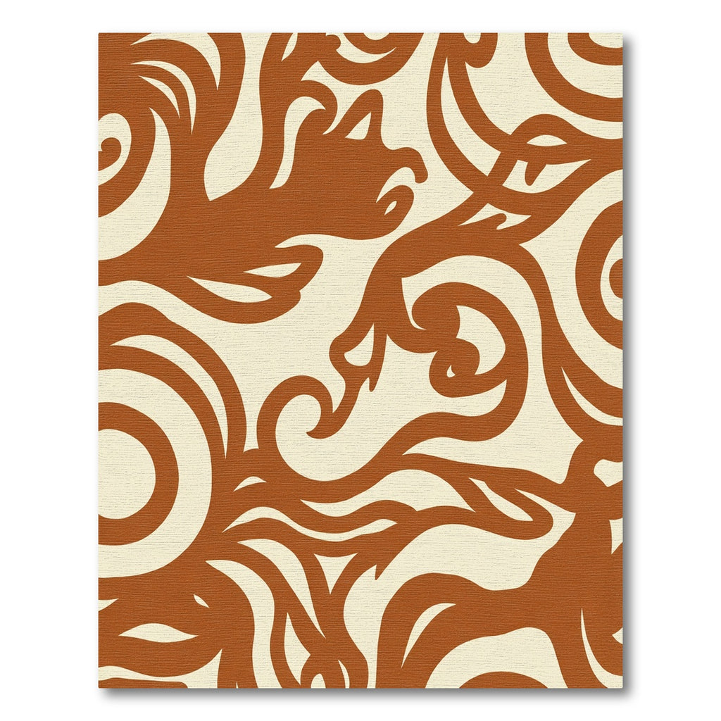 Terracotta Swirl Floral Abstract Rug
