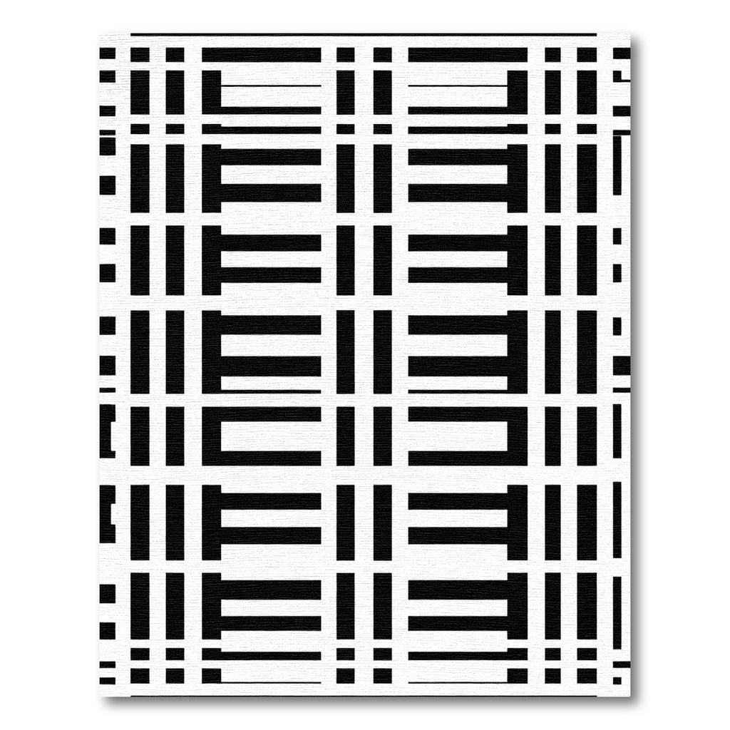 Bold Black White Geometric Grid Rug