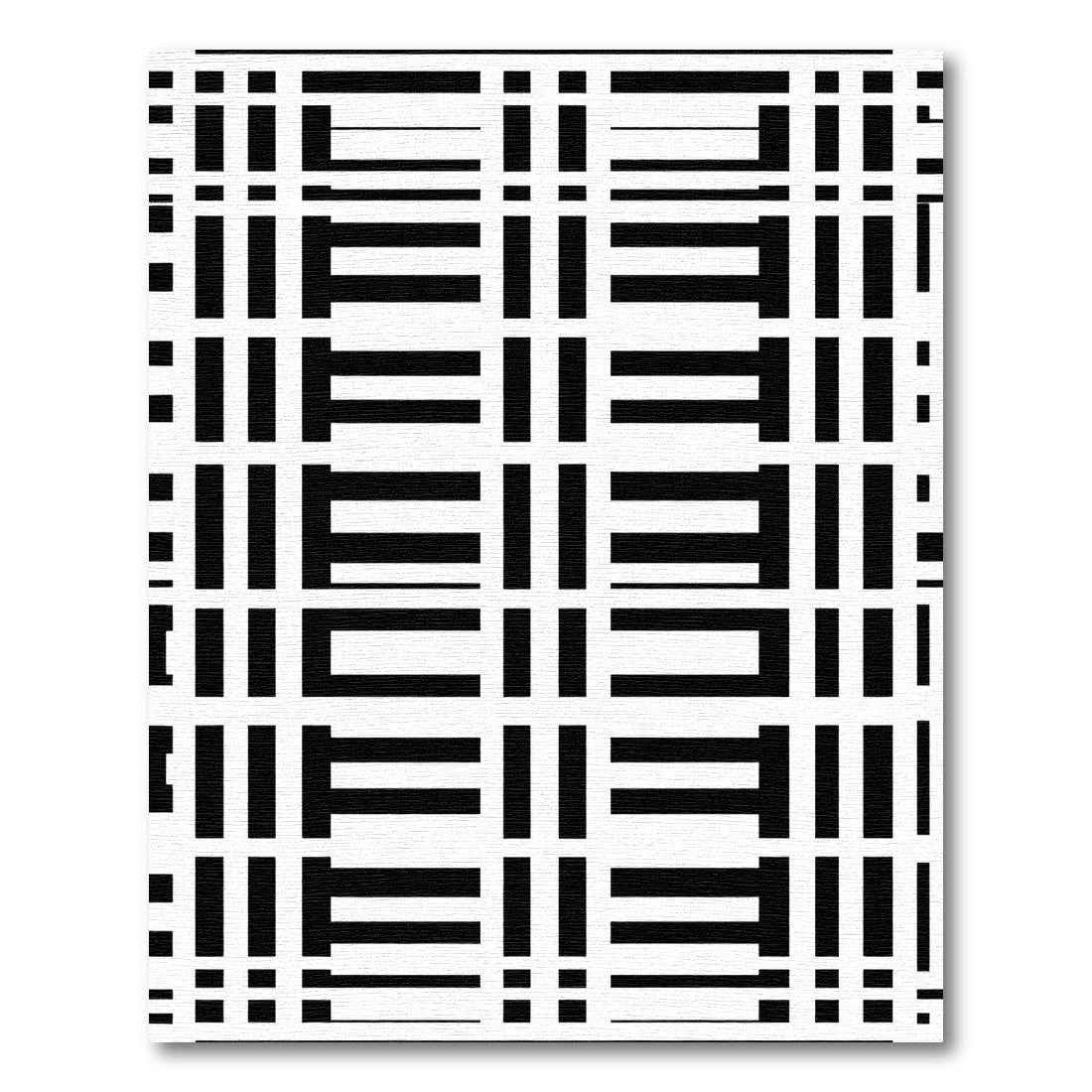 Bold Black White Geometric Grid Rug