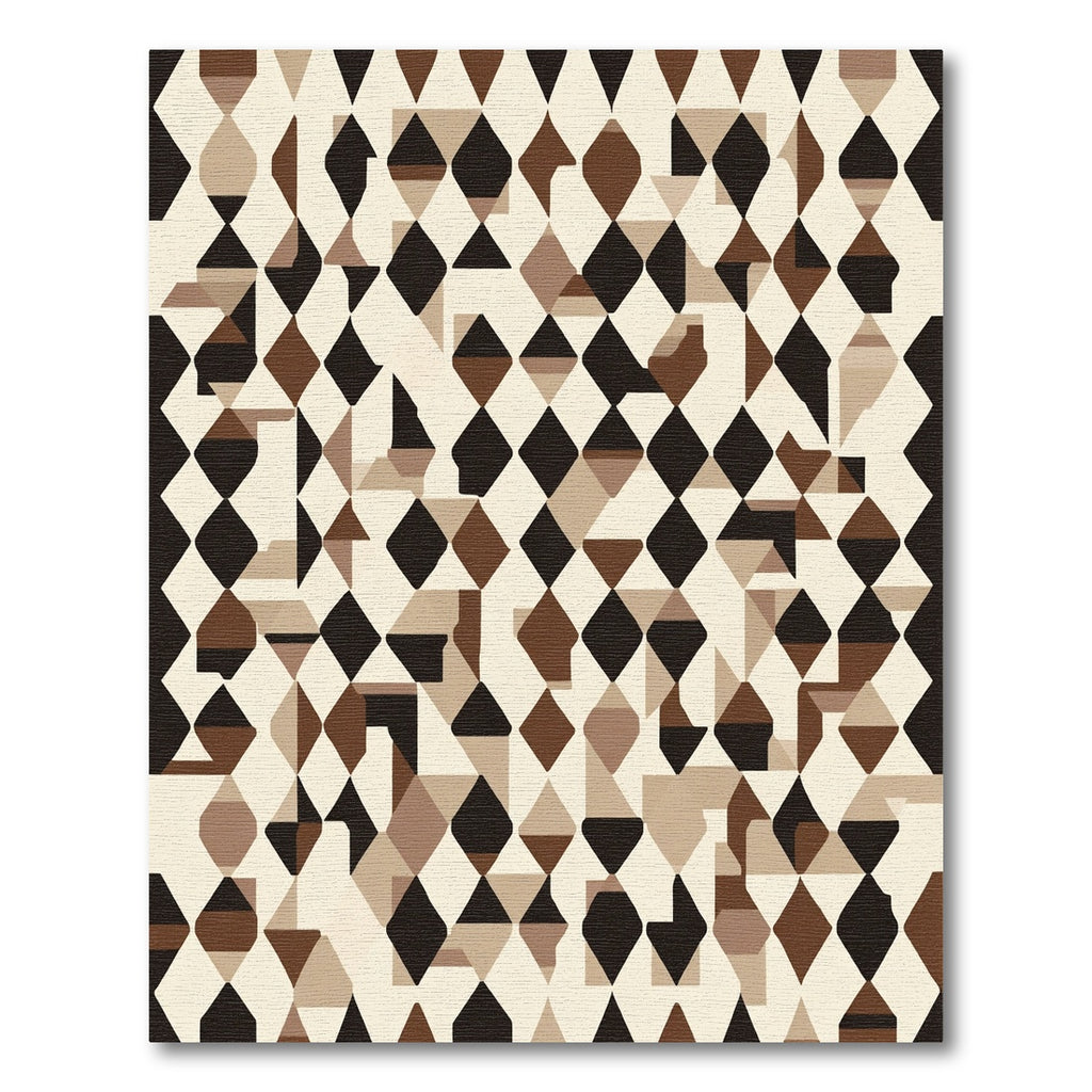 Brown Black Tan Geometric Diamond Collage Rug
