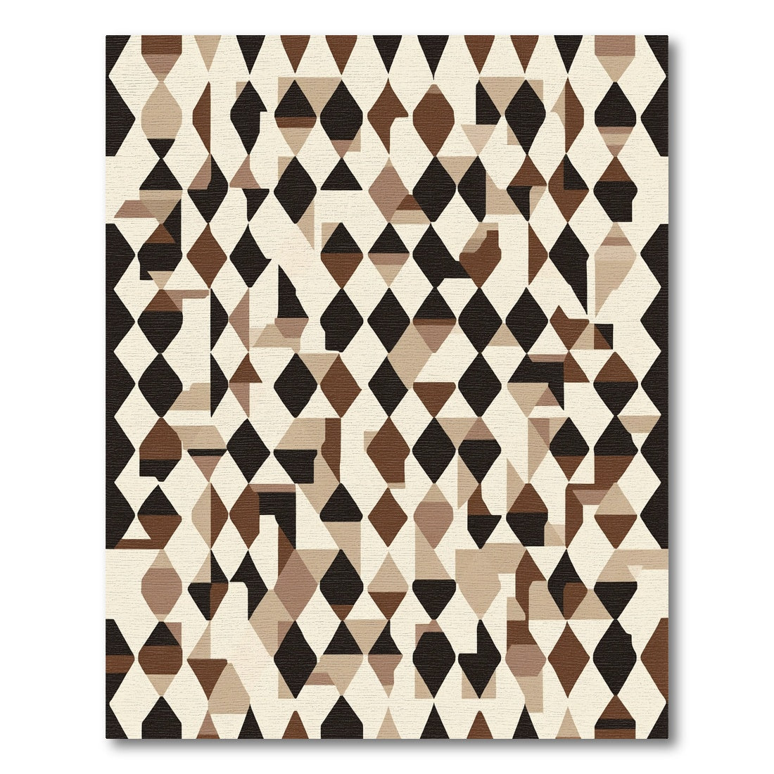 Brown Black Tan Geometric Diamond Collage Rug