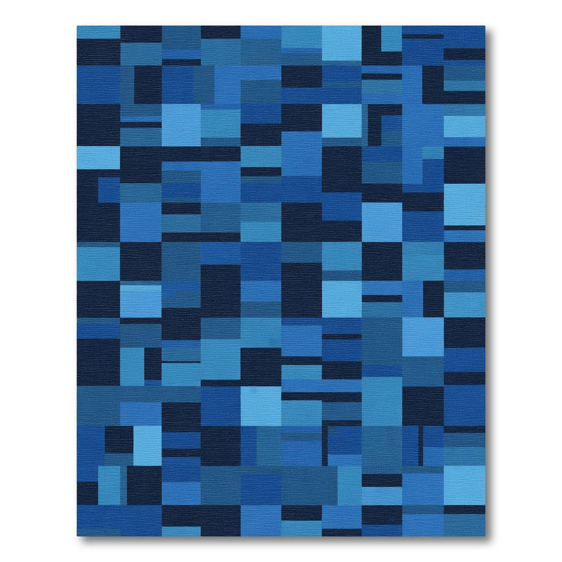 Deep Blue Block Abstract Rug