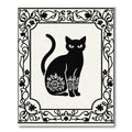 Mysterious Black Cat Ornamental Border Rug