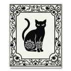Mysterious Black Cat Ornamental Border Rug