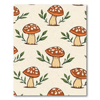 Retro Mushroom and Leaf Pattern Rug