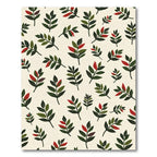 Green Red Leafy Branches Scattered Rug