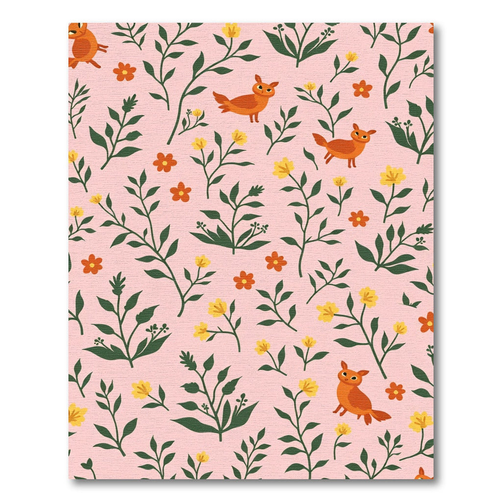Whimsical orange foxes yellow blooms Rug