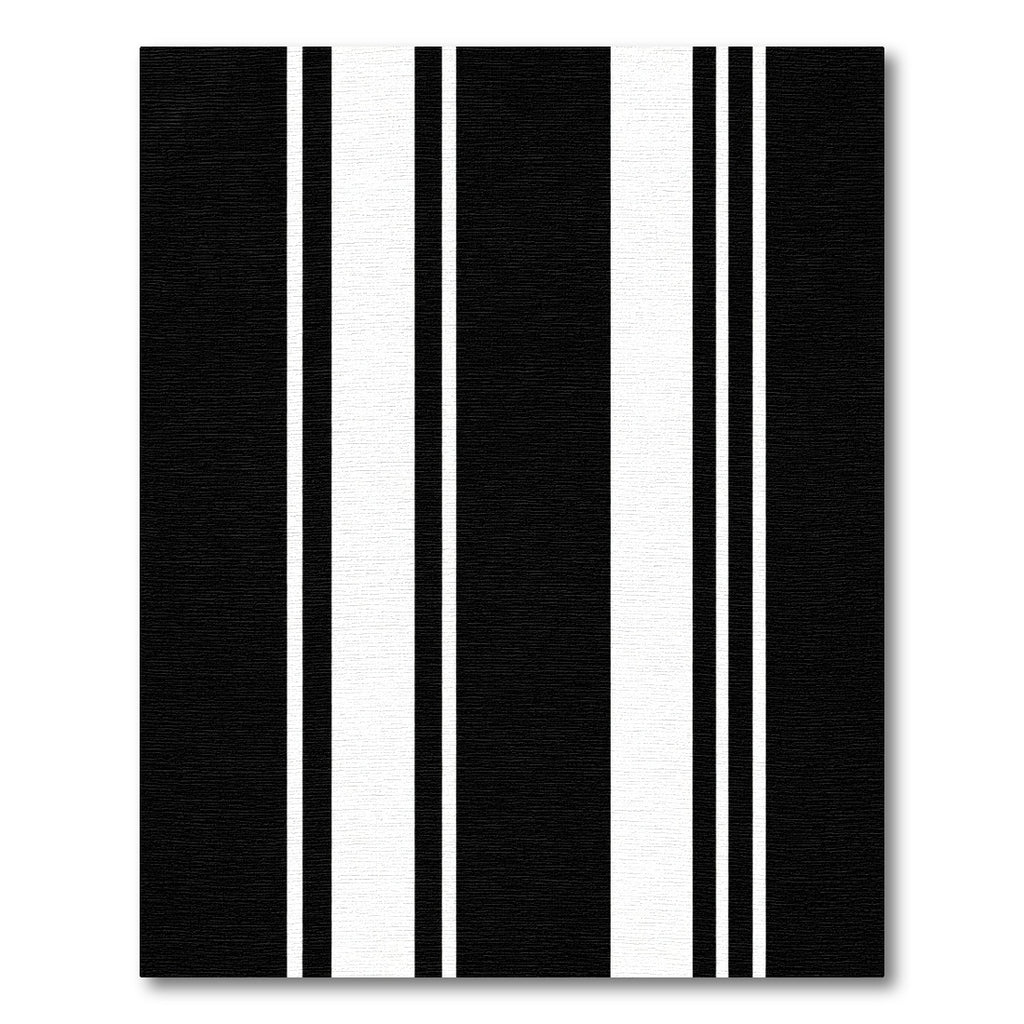 Striking Black White Parallel Bands Rug