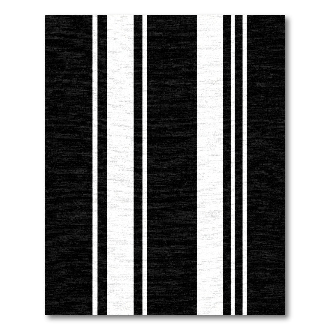 Striking Black White Parallel Bands Rug