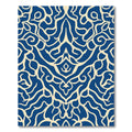Deep Blue Cream Lyrical Swirls Rug