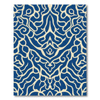 Deep Blue Cream Lyrical Swirls Rug