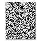 Black White Abstract Organic Lines Rug