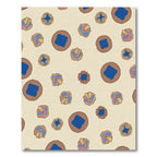 Cream Blue Abstract Floral Round Rug