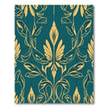 Deep Teal Golden Art Nouveau Foliage Rug