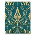 Deep Teal Golden Art Nouveau Foliage Rug