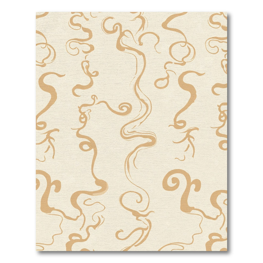 Tan Wisps Abstract Swirl Rug