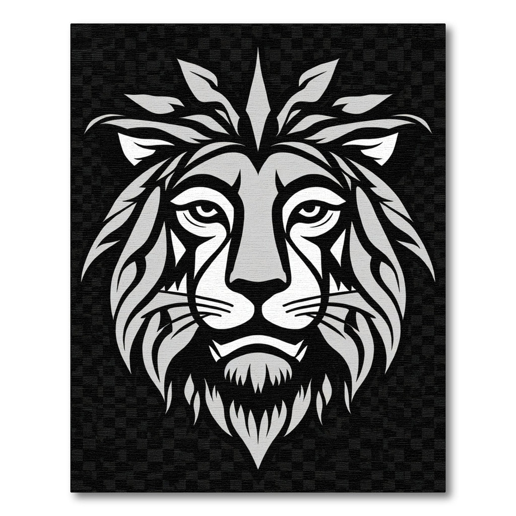 Bold Silver Lion Head Fierce Mane Rug
