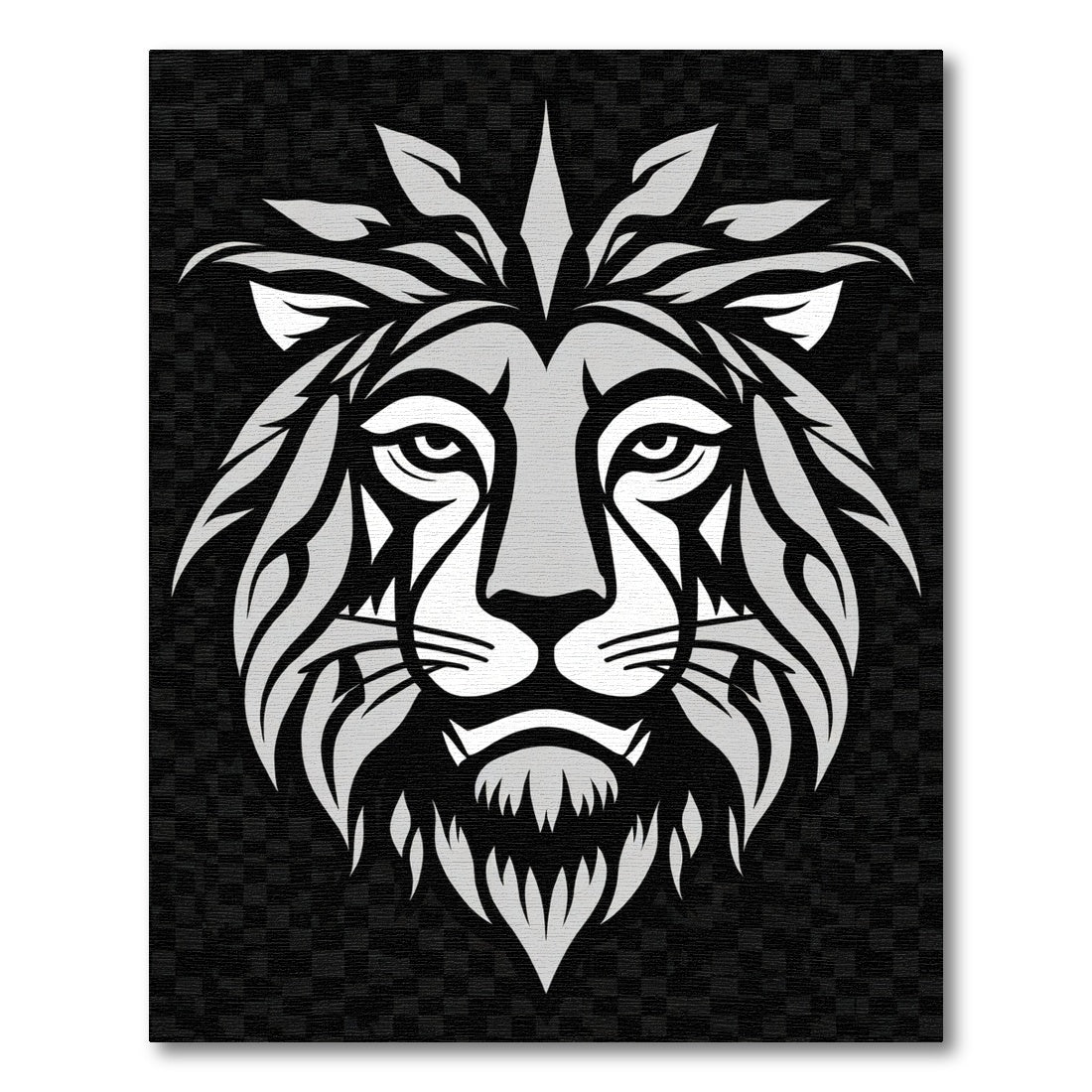 Bold Silver Lion Head Fierce Mane Rug