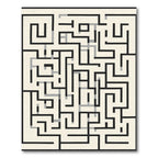 Black Gray Maze Geometric Rug