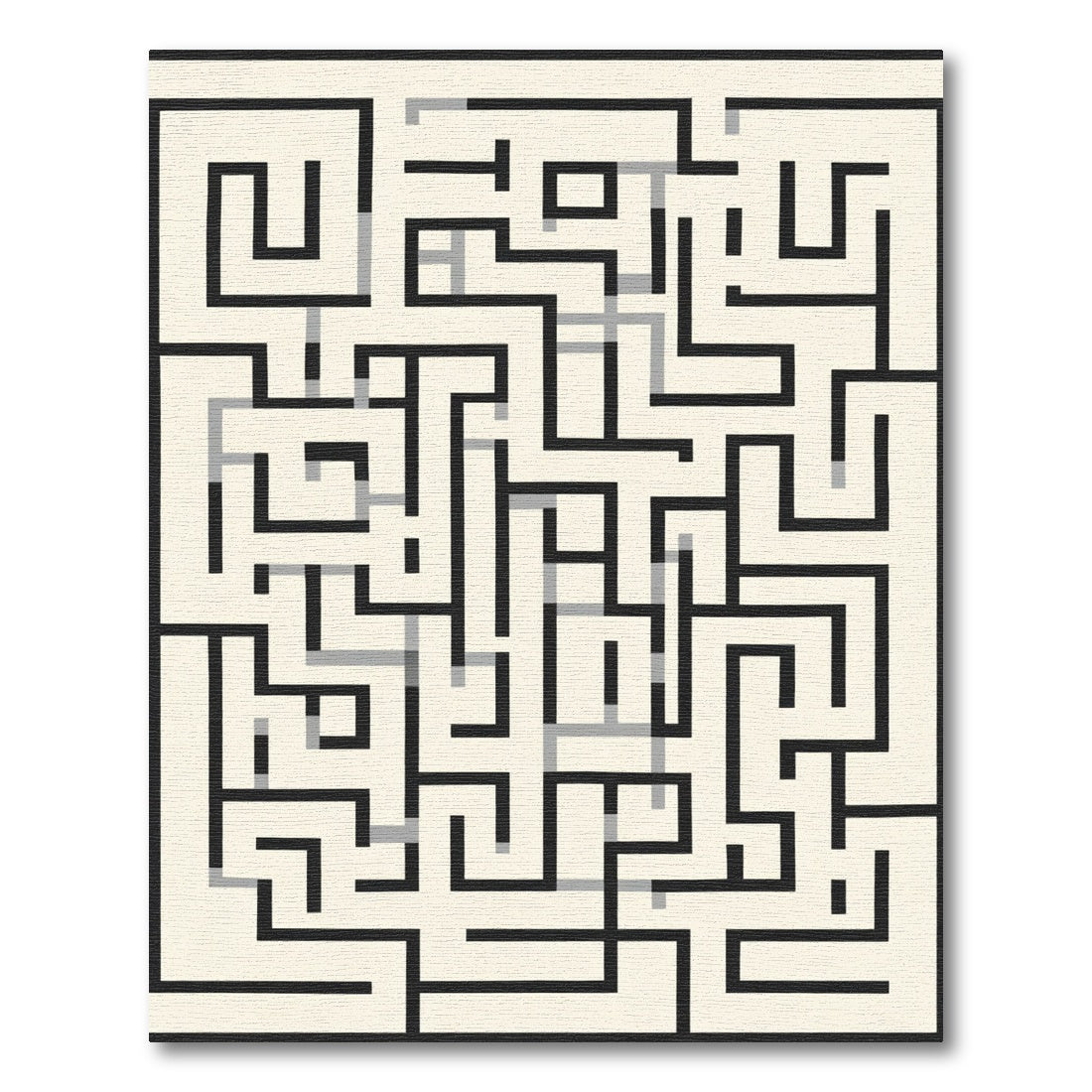 Black Gray Maze Geometric Rug