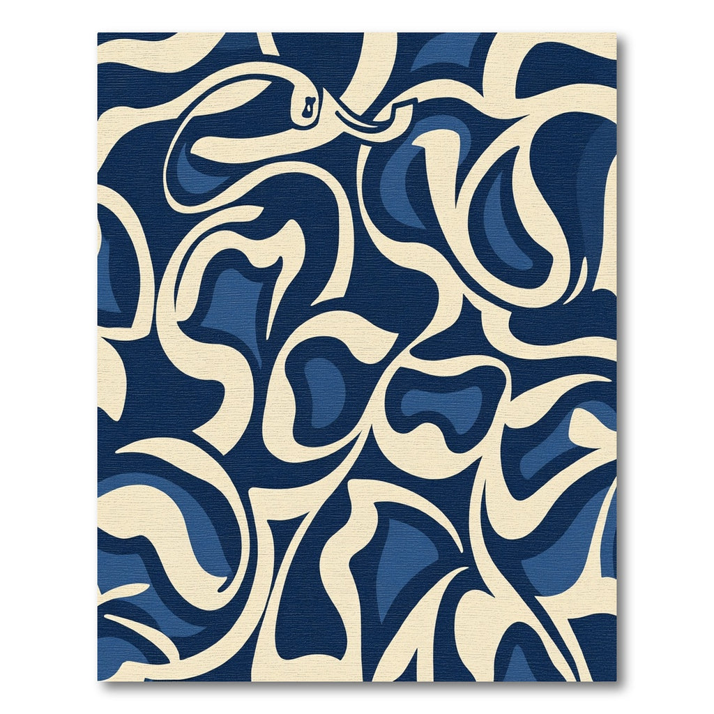 Abstract Navy Beige Swirls Rug