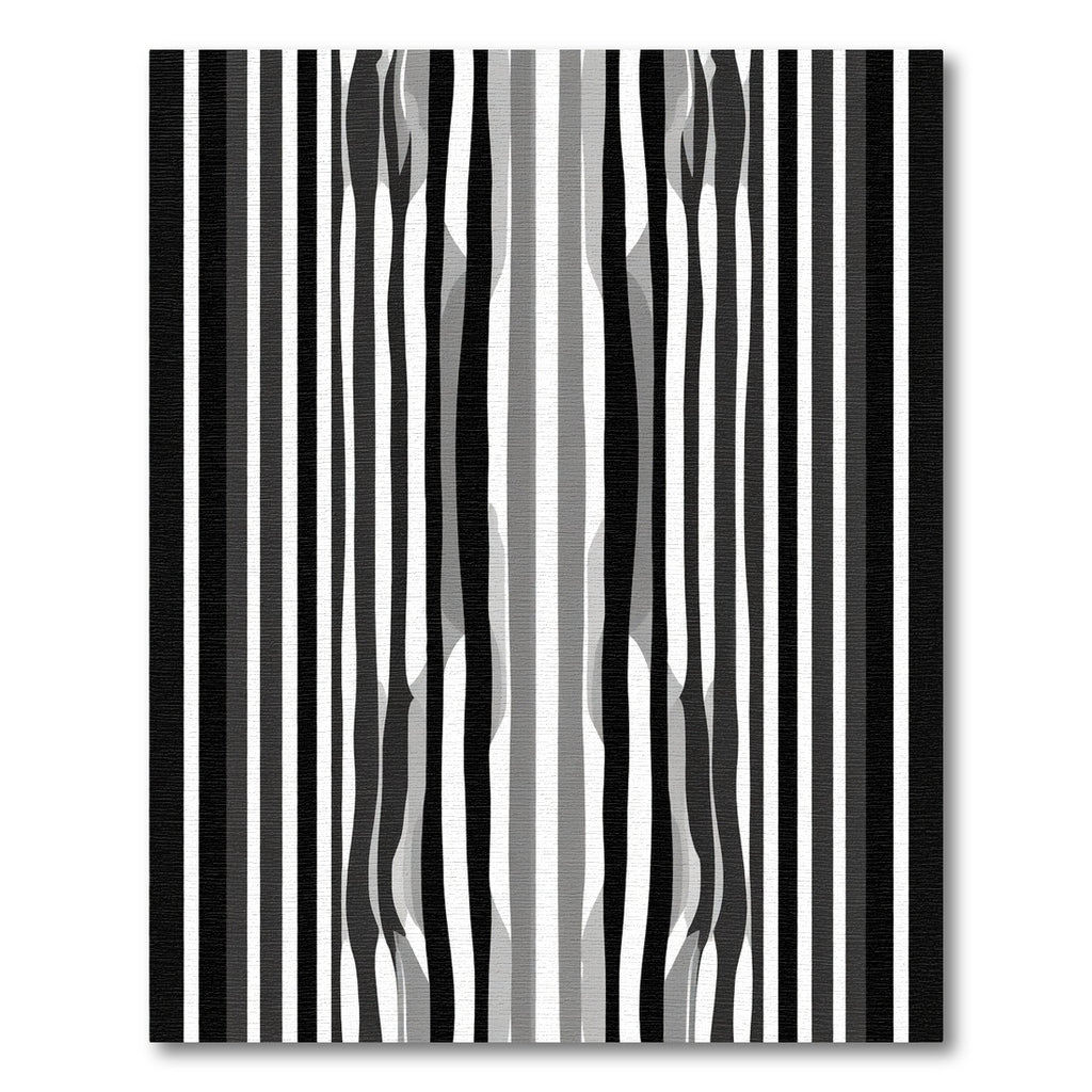 Bold Black White Streaked Abstraction Rug