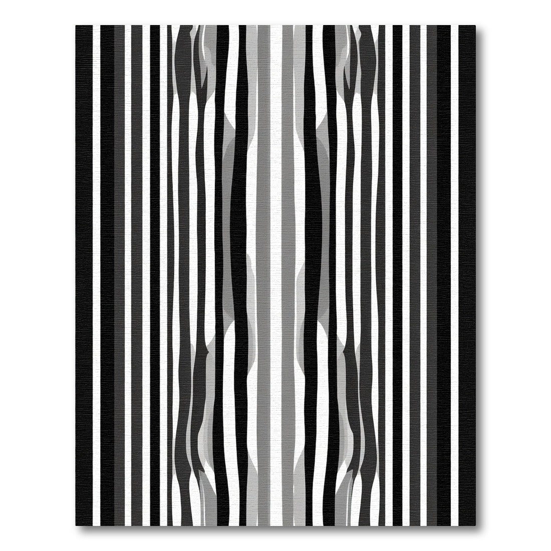 Bold Black White Streaked Abstraction Rug