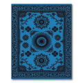 Bright Blue Black Ornamental Round Rug