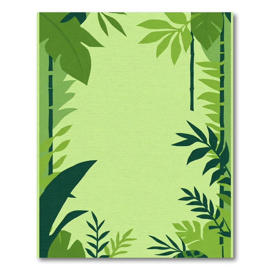 Lush Green Tropical Bamboo Foliage Rug