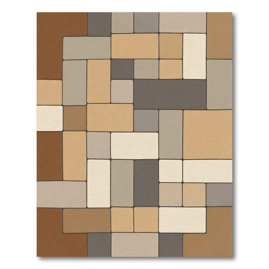 Earthy Tones Rectangular Blocks Rug