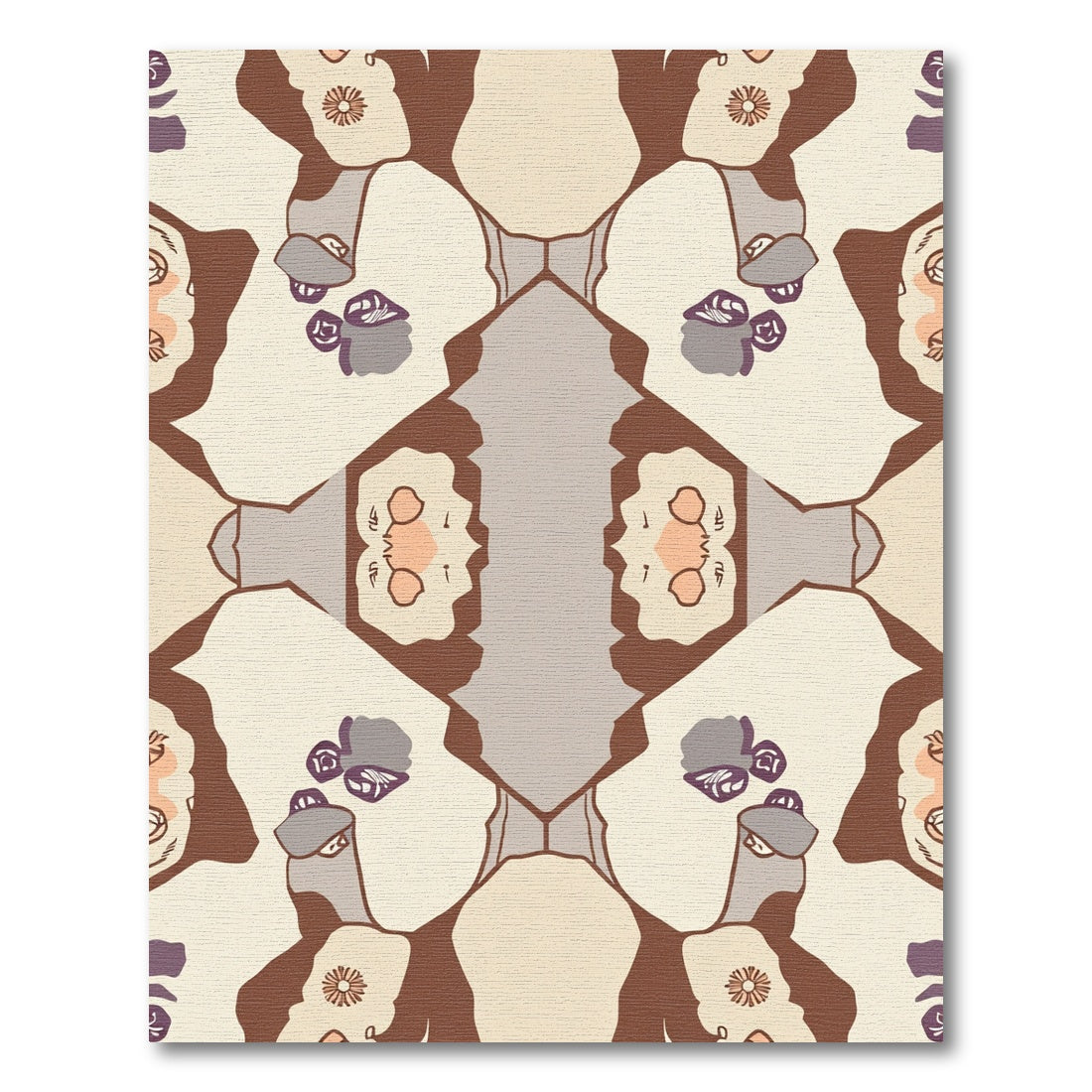 Subtle Neutral Floral Face Collage Rug