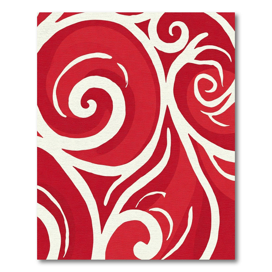 Bold Red Swirl Abstract Rug