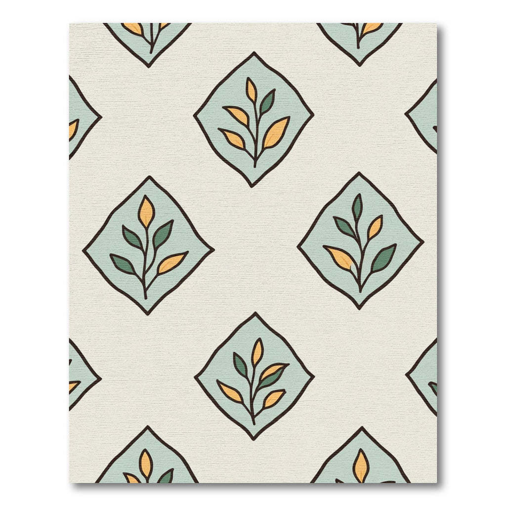 Mint Green Leaf Diamond Repeat Rug
